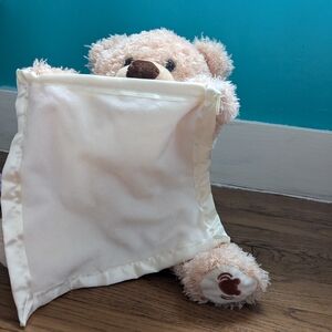 Cream Teddy Bear with Blanket